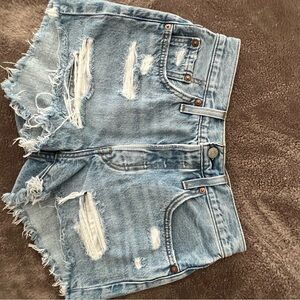 Levi's Light Blue Distressed Denim Cutoff Shorts
